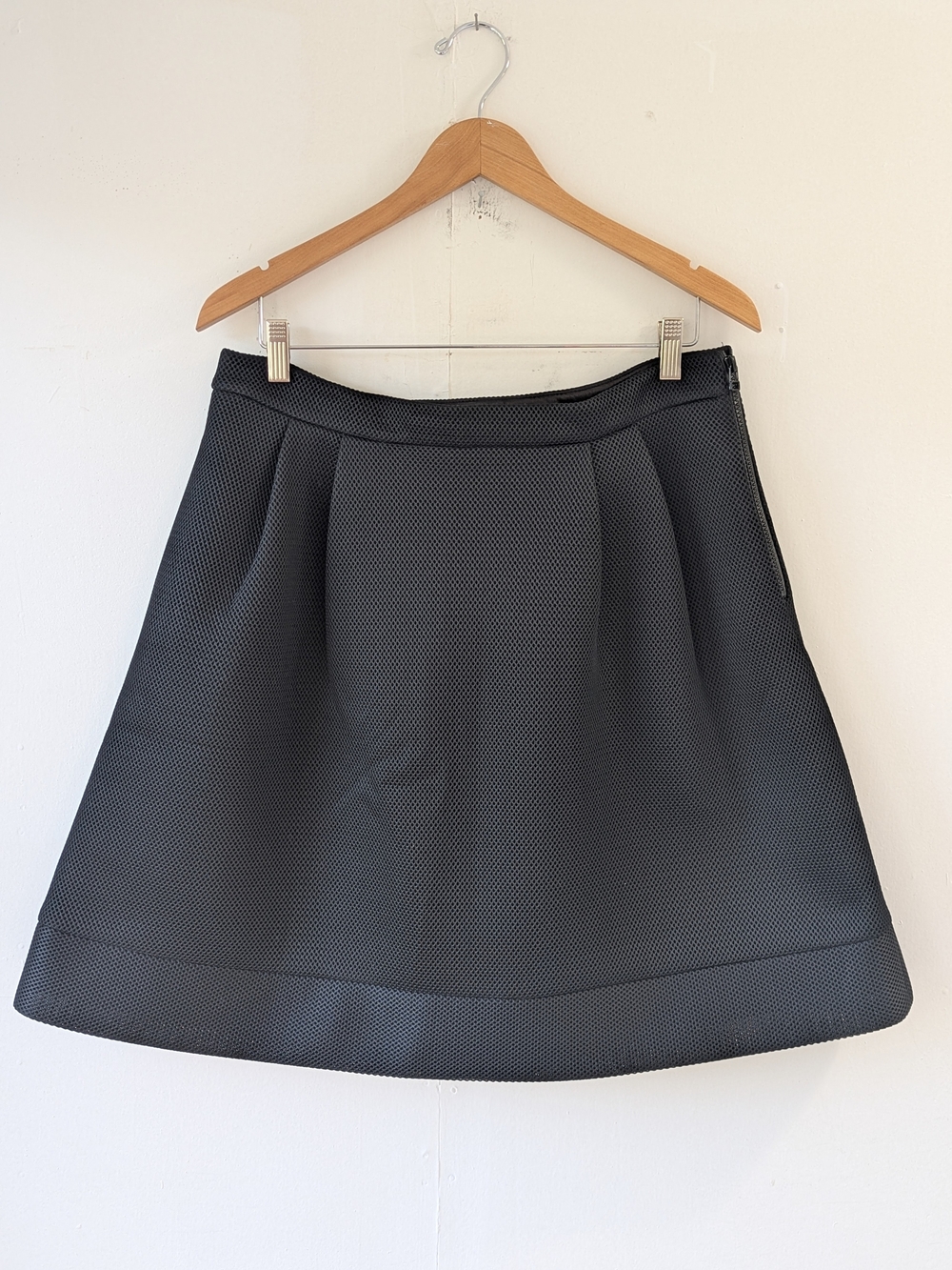 Pink Tartan Black Structured Mesh Pleated A-Line Skirt Size 12